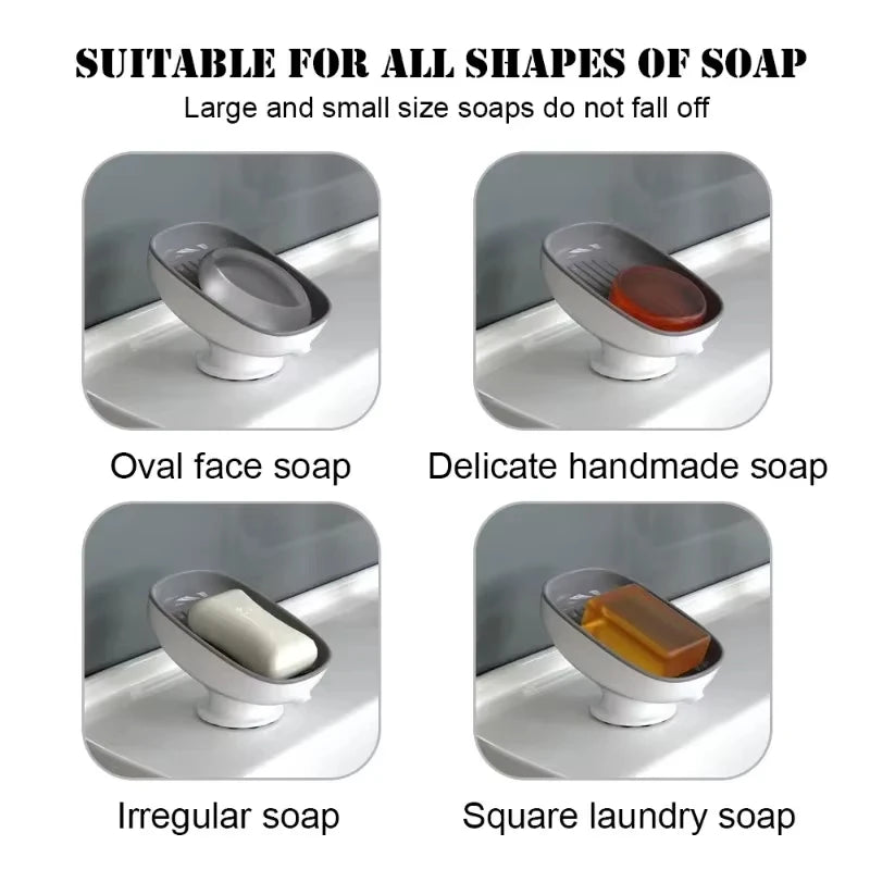 Suction Cup Soap Holder Drain Dish for Bathroom Kitchen Sponge Organizer