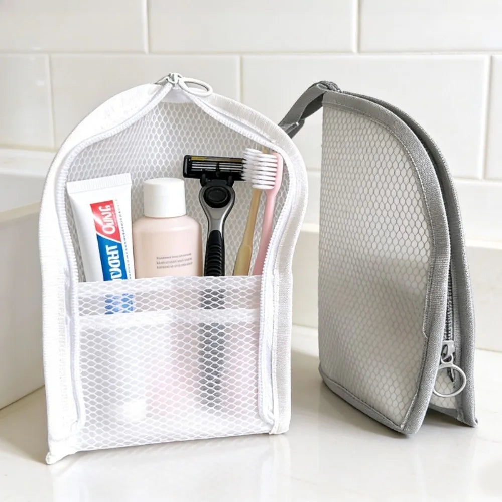 Portable Mesh Travel Toiletry Bag Makeup Organizer Pouch for Cosmetics - 2