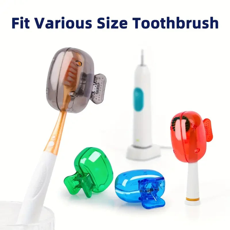 4 Pack Portable Toothbrush Travel Case Protective Head Cover Clip