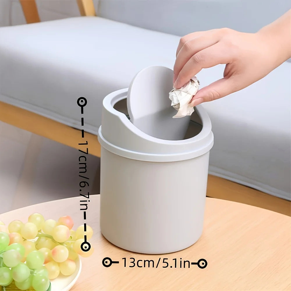 Mini Desktop Trash Can with Lid Small Waste Bin for Office and Home - 4