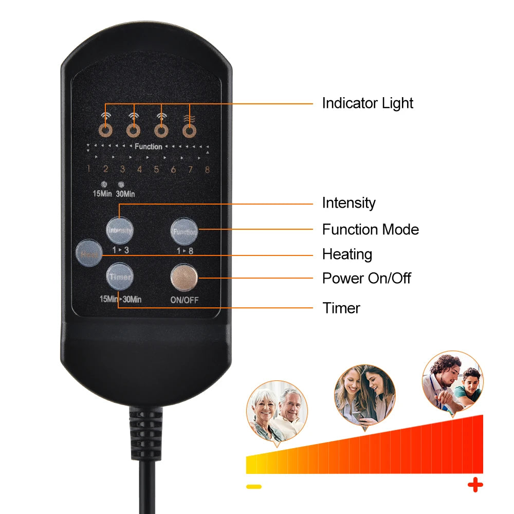 Electric Back Massager Heating Chair Cushion Vibrator Mat