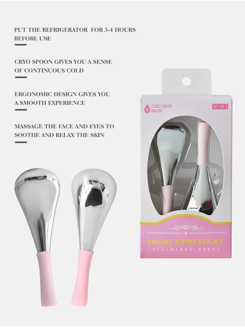Stainless Steel Ice Globes Facial Cryo Sticks Cooling Roller - 9
