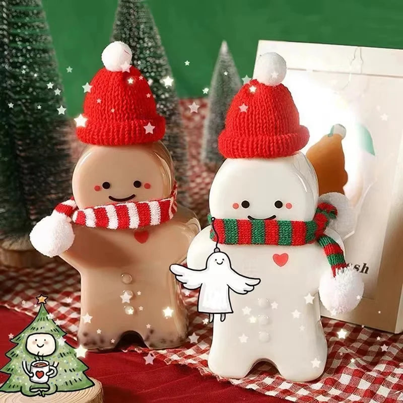 Christmas Gingerbread Man Water Bottle Portable Milk Tea Jar 2 4 Pack