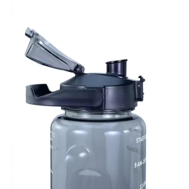 2L Large Sports Water Bottle Motivational Straw Jug Fitness Gym Cup - 5