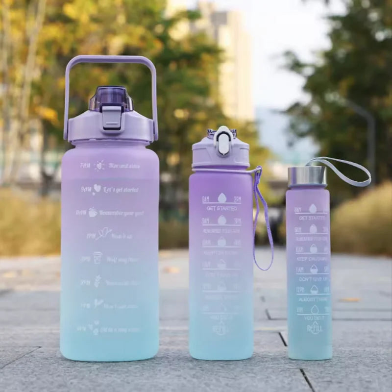 Motivational Water Bottle with Time Marker Leakproof Sport Fitness Jug - 14
