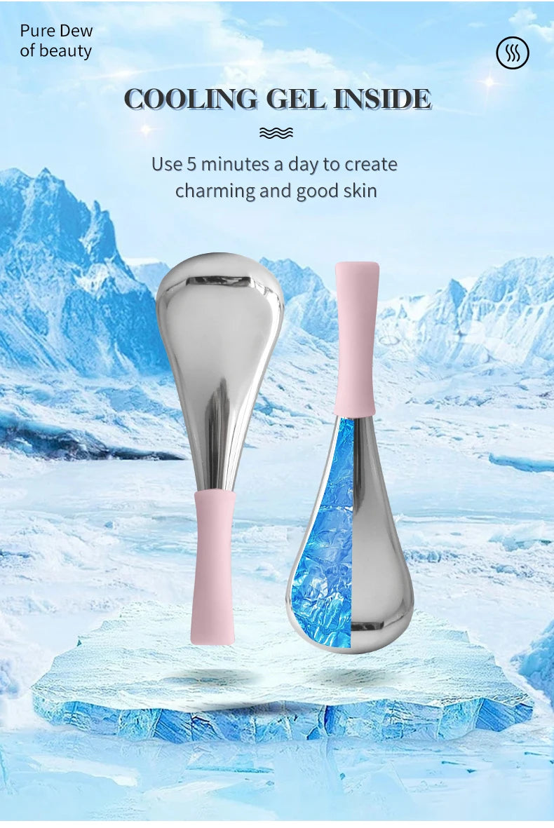 Stainless Steel Ice Globes Facial Cryo Sticks Cooling Roller - 10