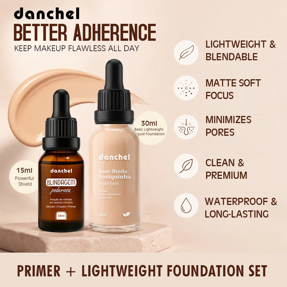 2pcs Waterproof Primer Serum and Liquid Foundation Makeup Set - 4