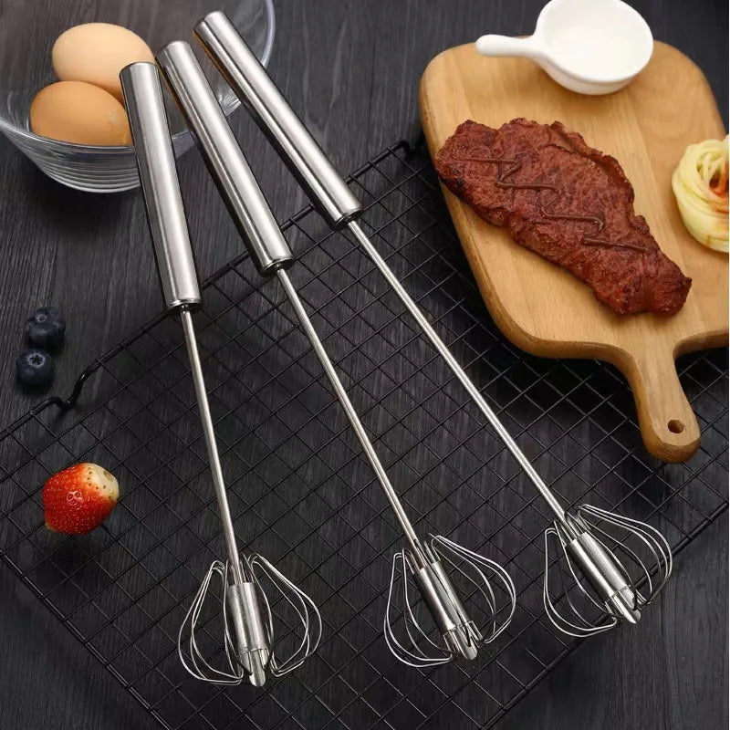Stainless Steel Semi Automatic Egg Beater Kitchen Hand Whisk Mixer