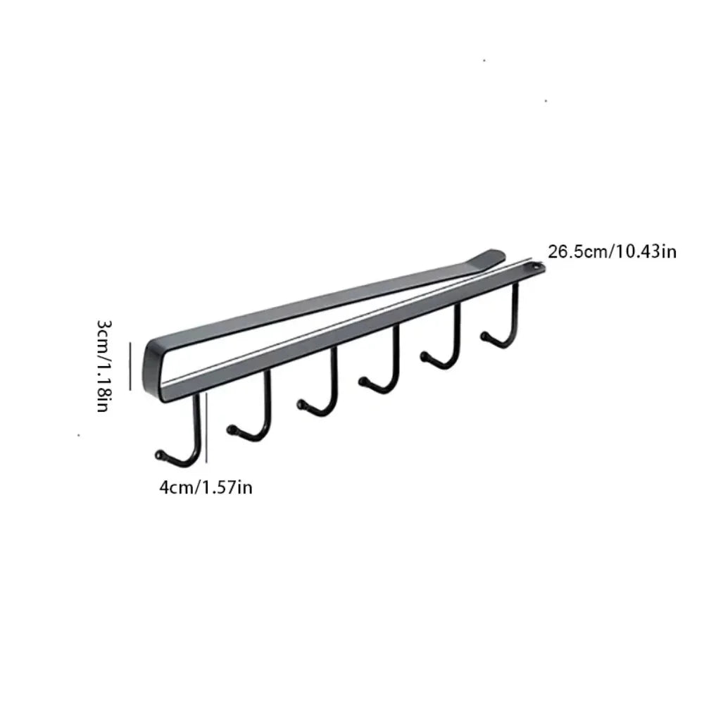 Under Cabinet Mug Holder 6 Hook Kitchen Storage Rack Organizer Hanger