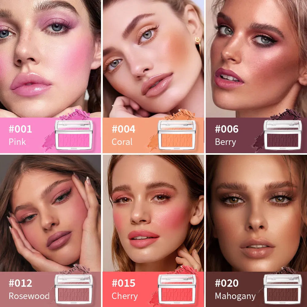 Matte Embossed Blush Palette and Brush Set - 4