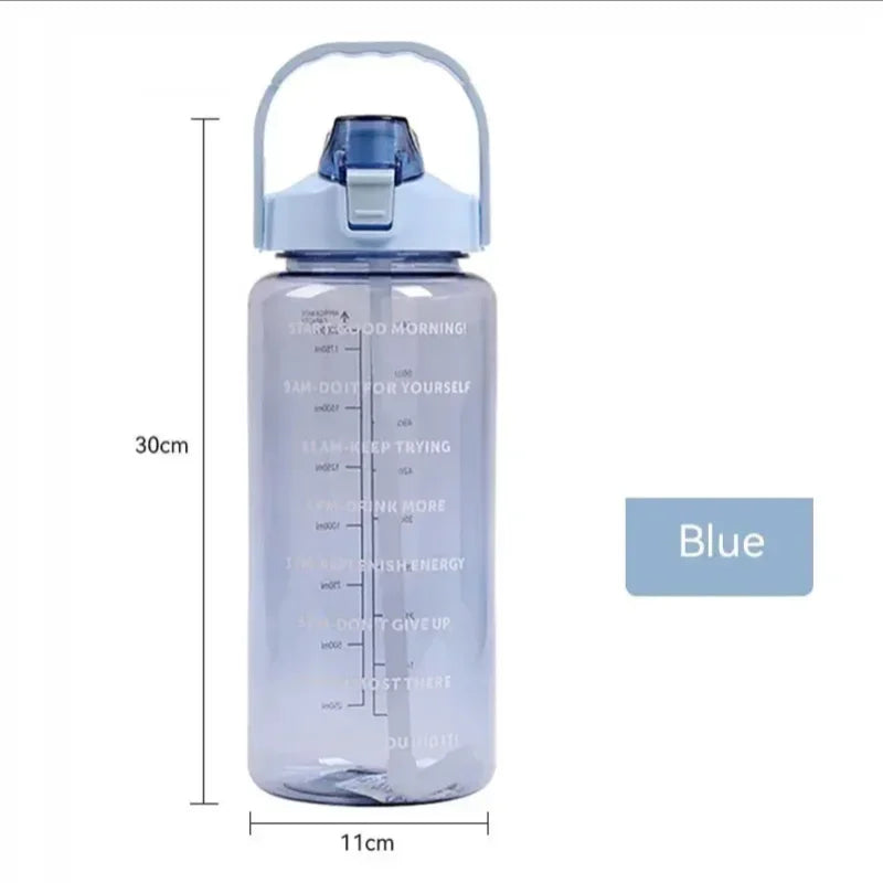 2L Motivational Water Bottle with Straw Large Fitness Sports Jug - 8