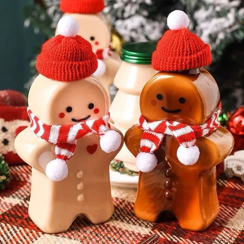 Christmas Gingerbread Man Water Bottle Portable Milk Tea Jar 2 4 Pack - 12