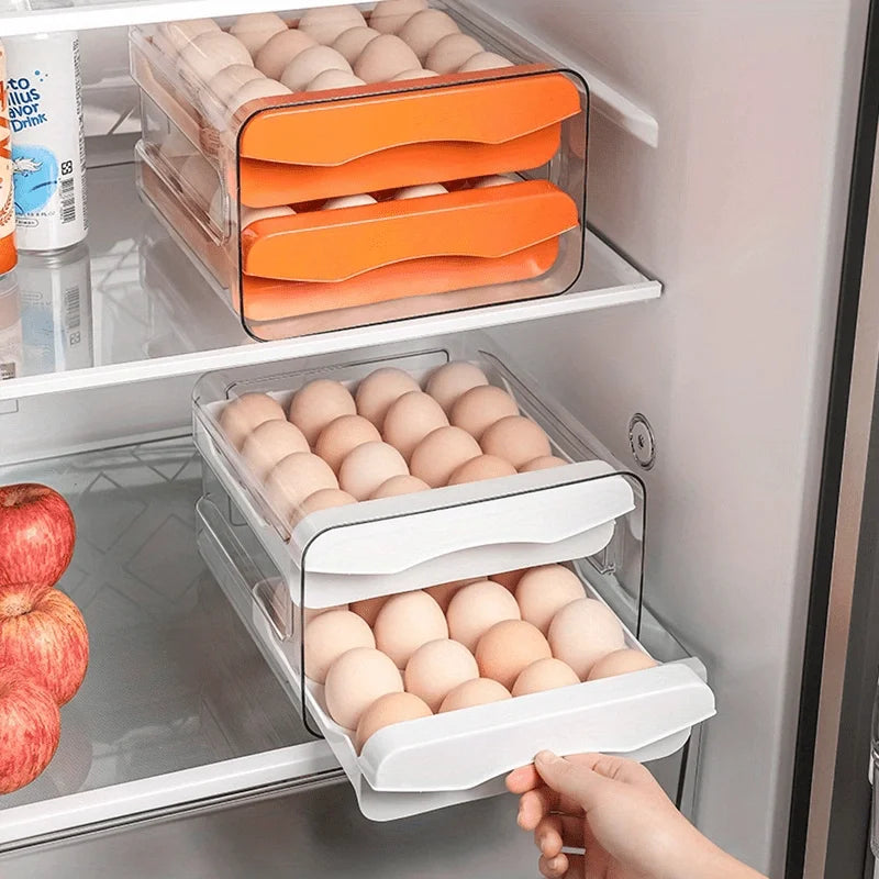 32 Grid Egg Storage Box Drawer Type Fridge Organizer Holder - 2