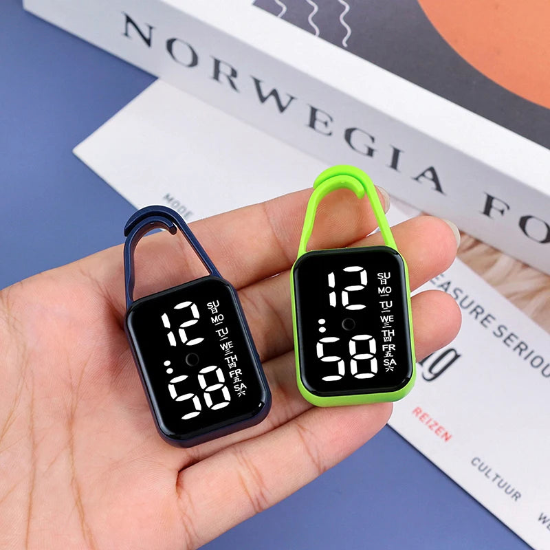 2pcs LED Digital Keychain Watch Portable Touch Screen Fob Pocket Clock