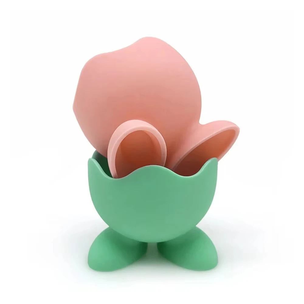 Silicone Egg Cups and Beauty Sponge Holder Stand Set