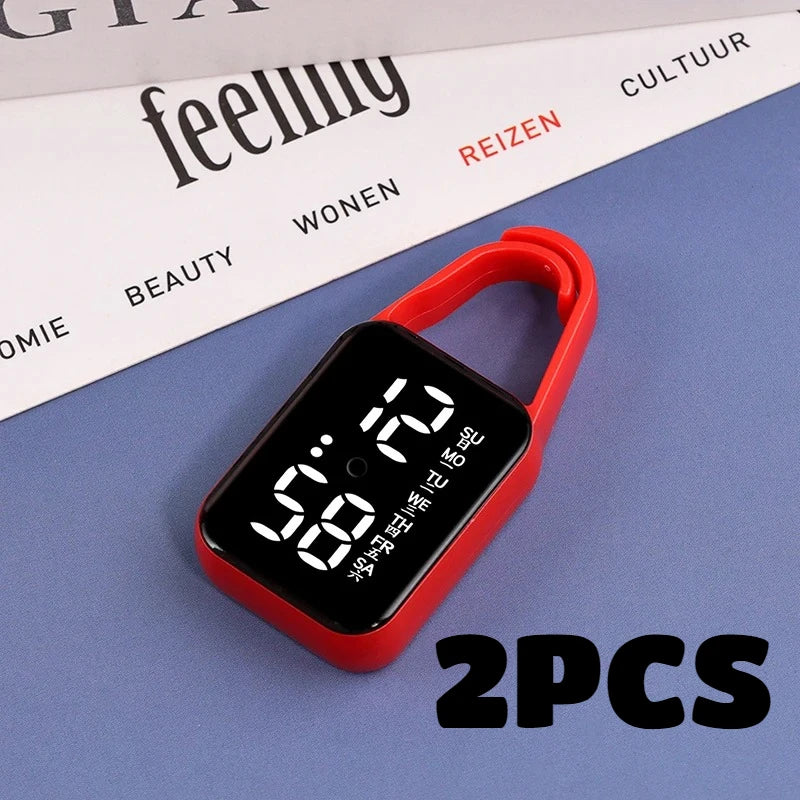 2pcs LED Digital Keychain Watch Portable Touch Screen Fob Pocket Clock - 23