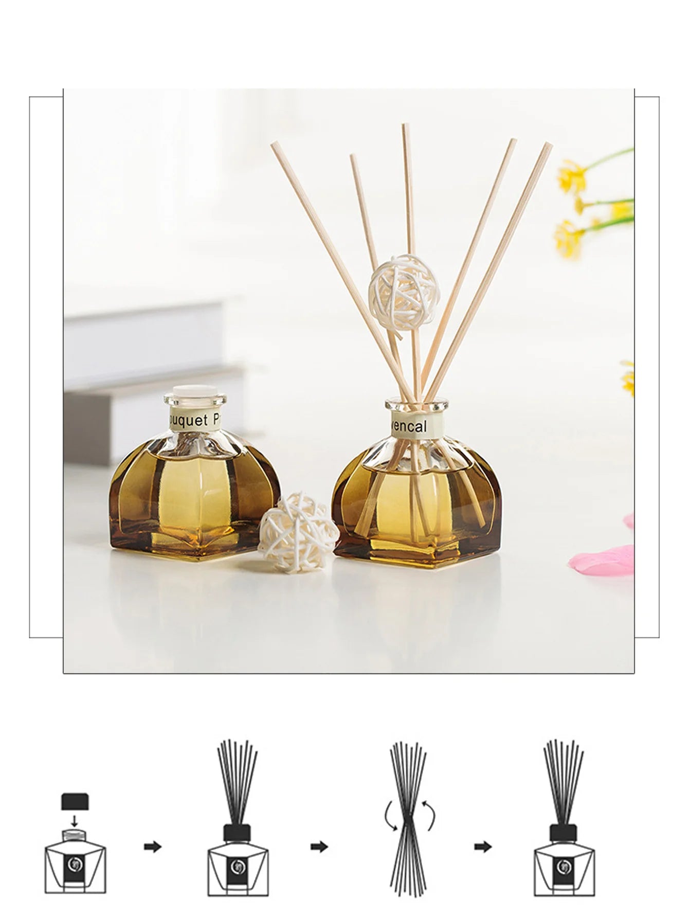 50ml Reed Diffuser Essential Oil Set Home Fragrance Aromatherapy - 5