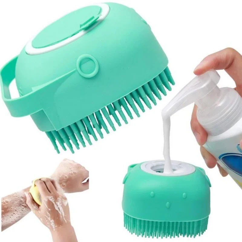 Silicone Bath Brush Body Scrubber with Soap Dispenser Massage Comb