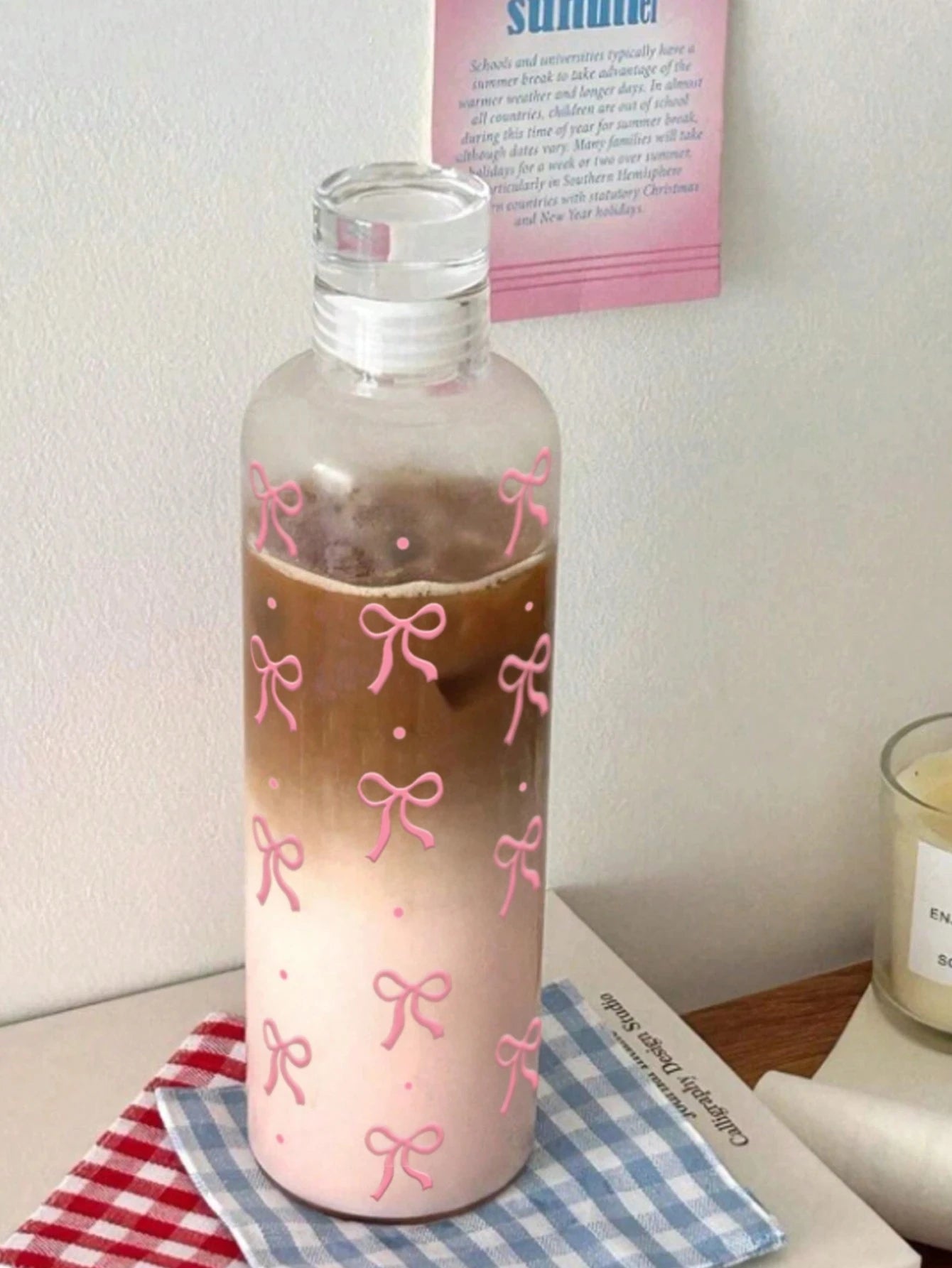 500ml Bow Print Water Bottle Leakproof Reusable Plastic Sports Cup - 1