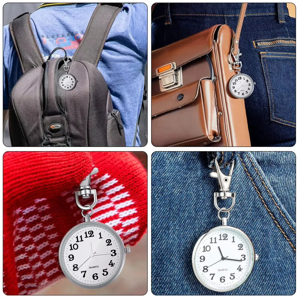 Portable Quartz Pocket Watch Keychain Hanging Nurse Fob Watch - 4