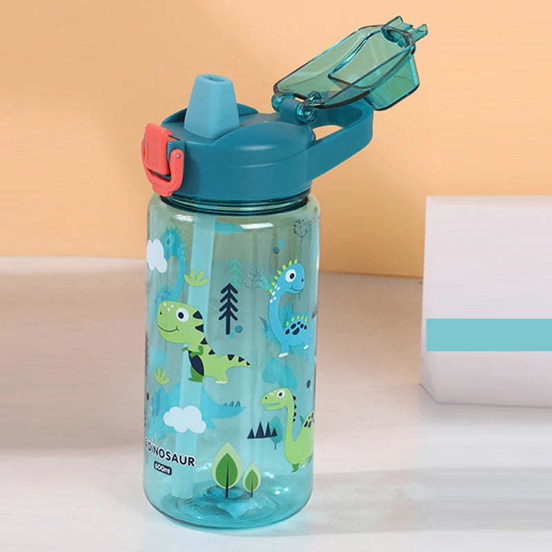 600ml Cartoon Animal Water Bottle Portable Straw Cup for Kids - 15