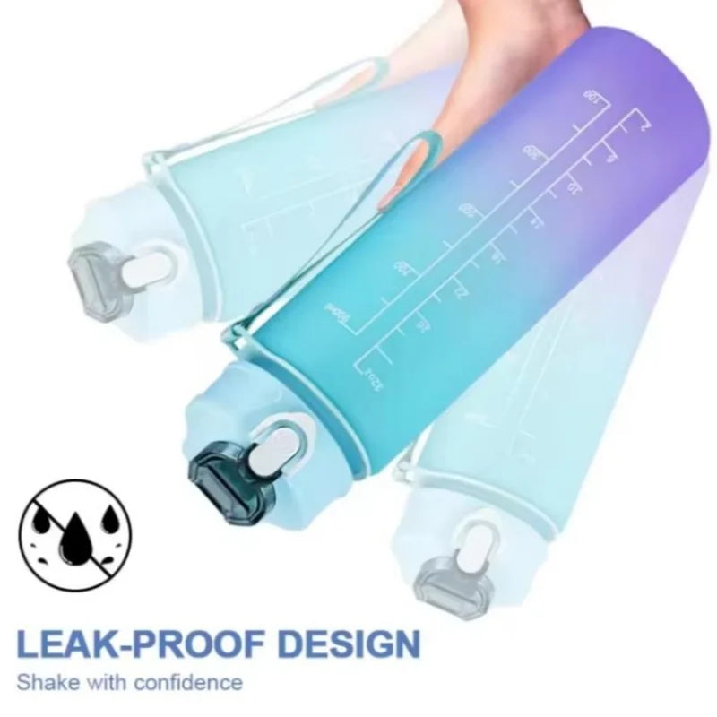 750ml Motivational Sports Water Bottle Leak Proof Fitness Tracker Cup - 3