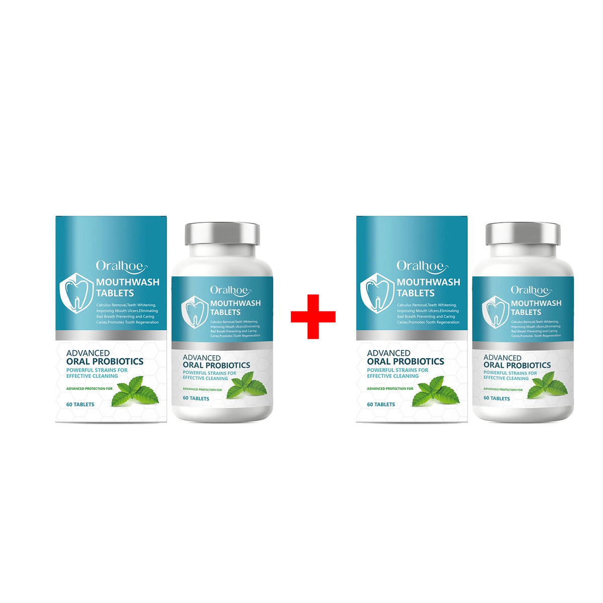 Oralhoe Probiotic Mouthwash Tablets Teeth Whitening & Mint Breath Fresh