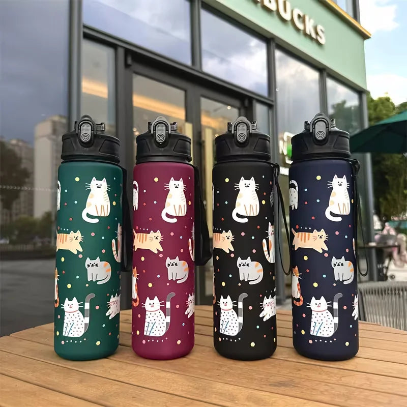 750ml Cat Water Bottle Leak Proof Portable Sports Gym Travel Cup - 3