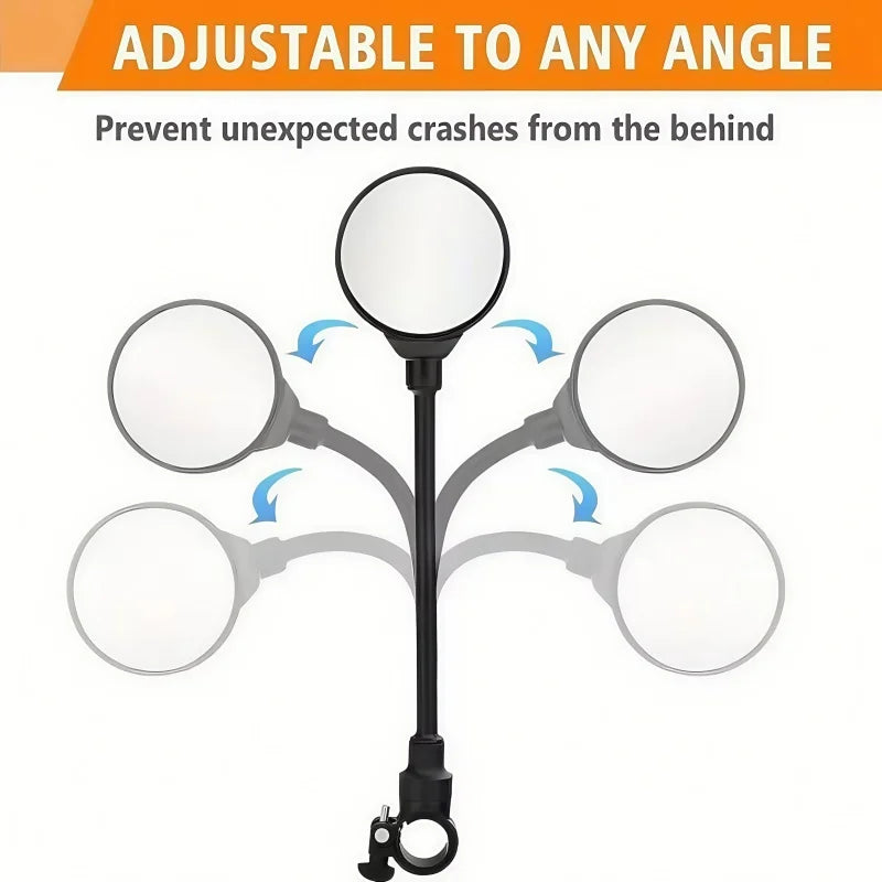 Universal Bike Handlebar Mirror Adjustable Wide Angle Rearview Cycling - 2