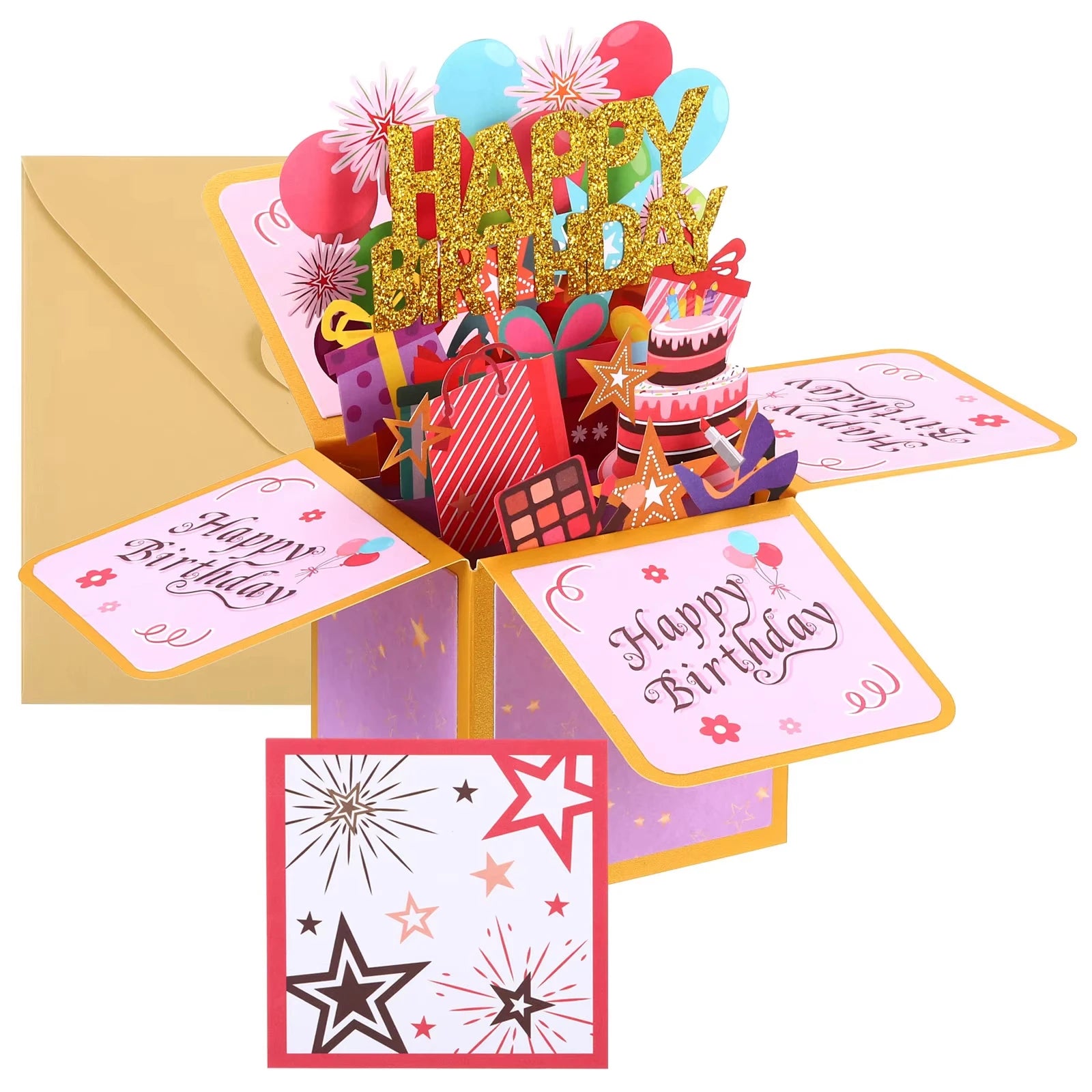 3D Pop Up Birthday Greeting Card Gift Box with Envelope for All Ages - 17