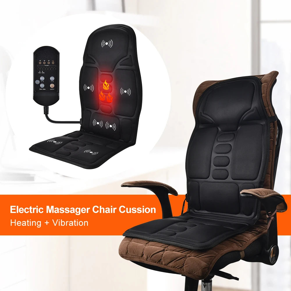 Electric Back Massager Heating Chair Cushion Vibrator Mat - 14