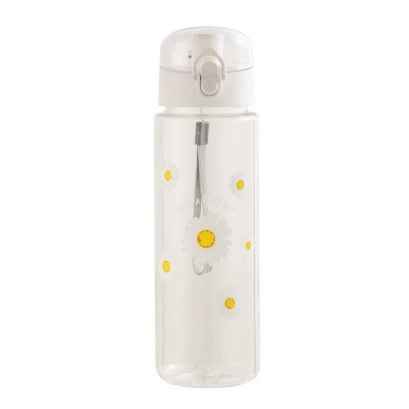 780ml Daisy Flower Water Bottle Leakproof Clear Sports Gym Flask