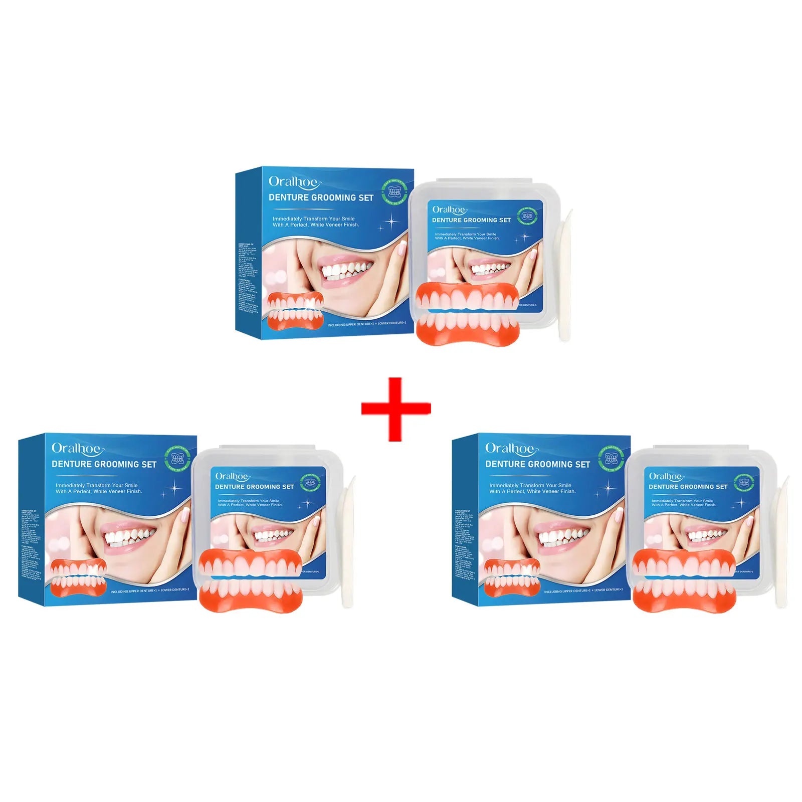 Silicone Dentures Full Set False Teeth Veneers - 24