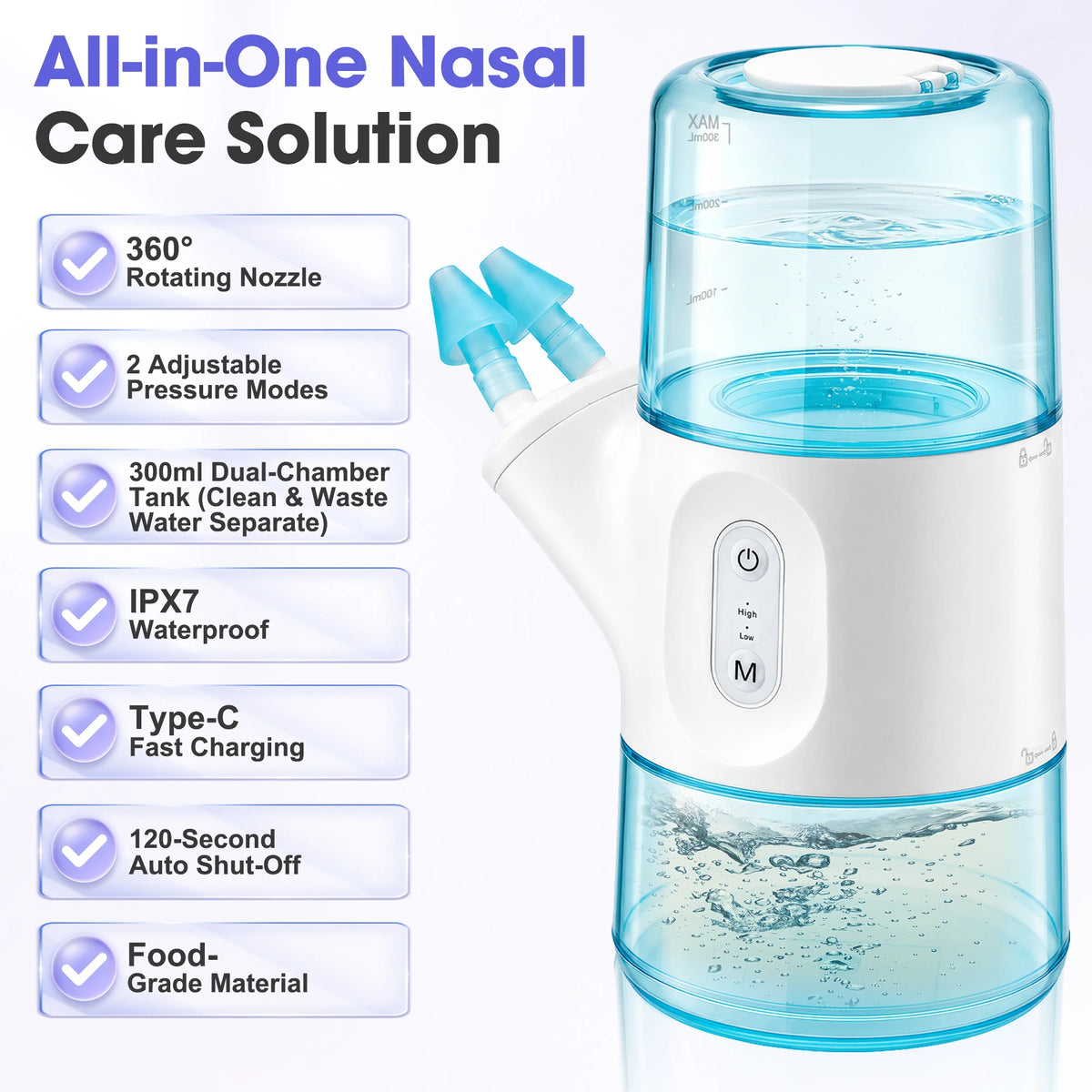 Electric Nasal Irrigator Nose Cleaner Sinus Rinse