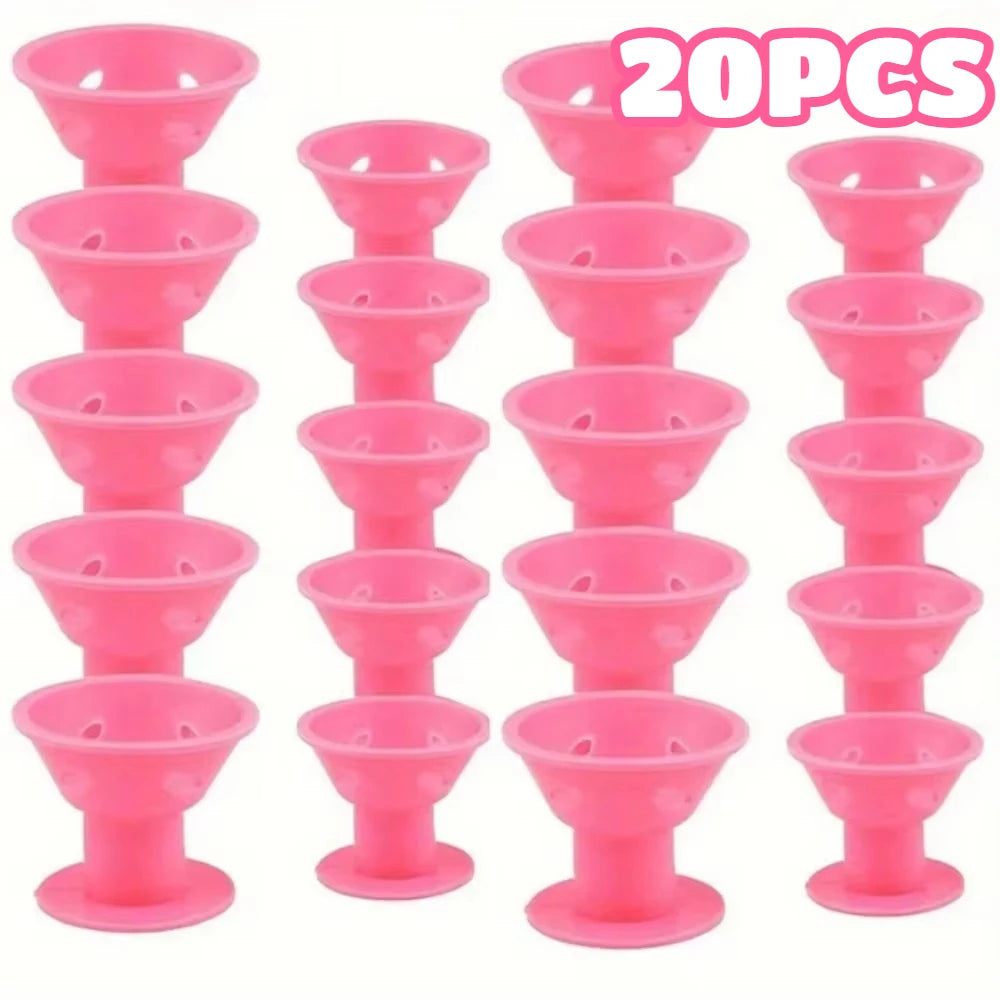 30pcs Silicone Mushroom Hair Curlers Heatless Wave Styling Rollers - 11