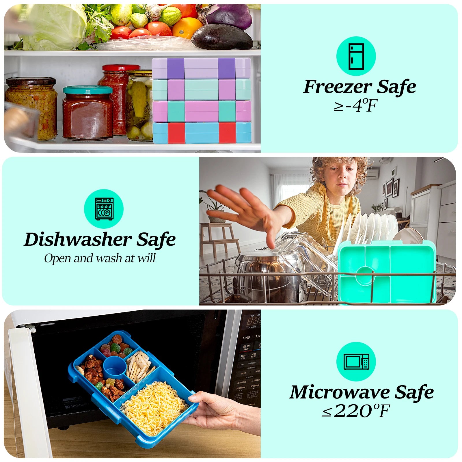 1100ml Christmas Cartoon Bento Box Leakproof Microwavable Lunch Container - 5