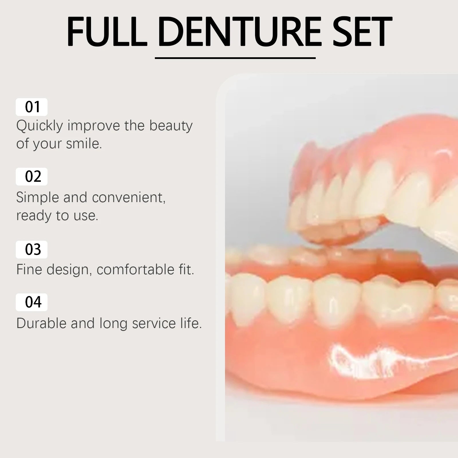 Silicone Denture Set Upper and Lower False Teeth Repair Kit - 4