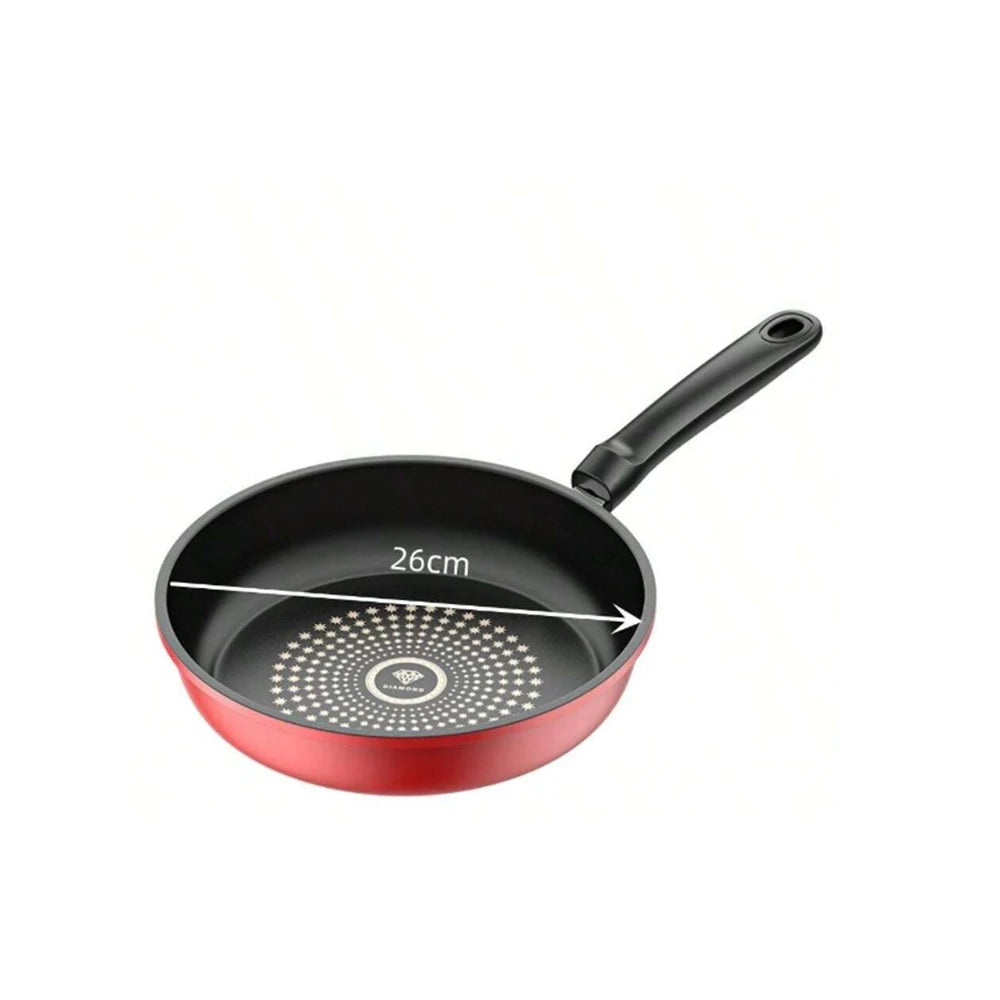 26cm Non-Stick Frying Pan Cast Iron Omelette Skillet with Glass Lid - 6
