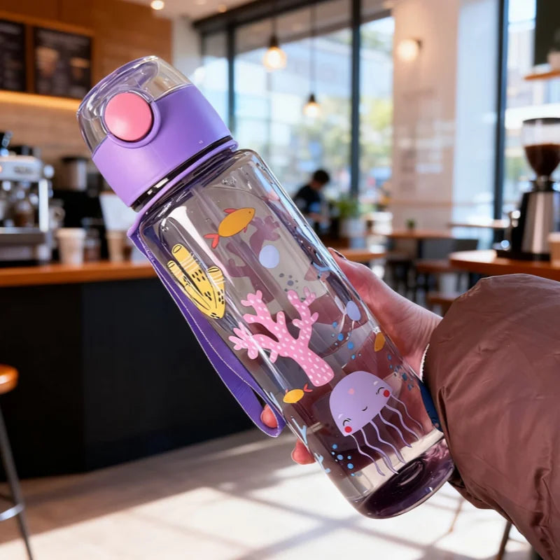 700ml Leak-Proof Sports Water Bottle with Straw and Carrying Handle