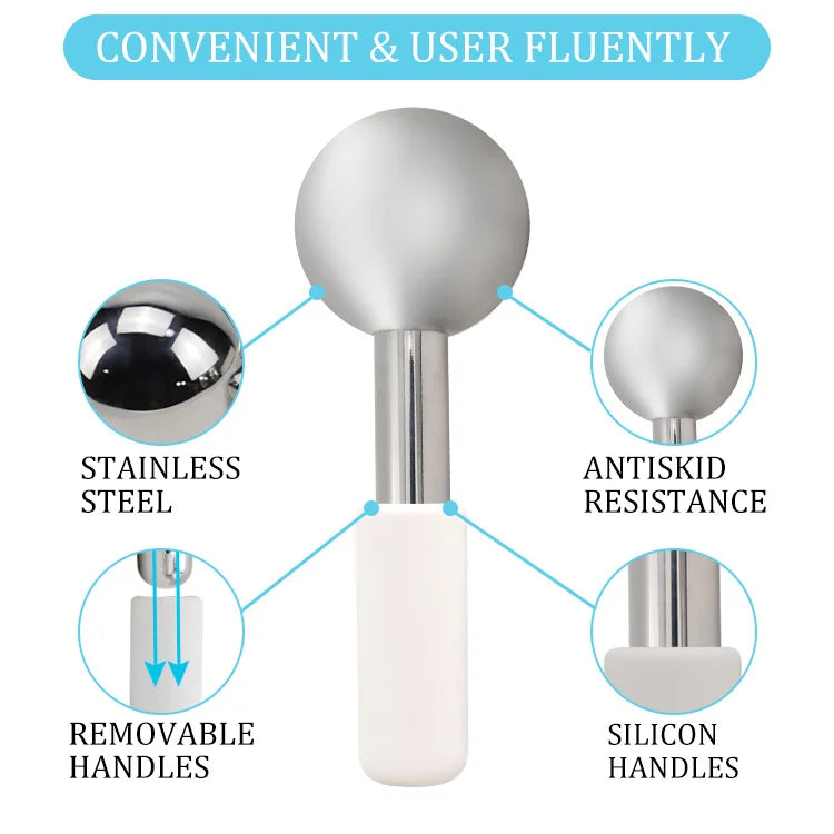 Stainless Steel Ice Globes Facial Cryo Sticks Cooling Roller