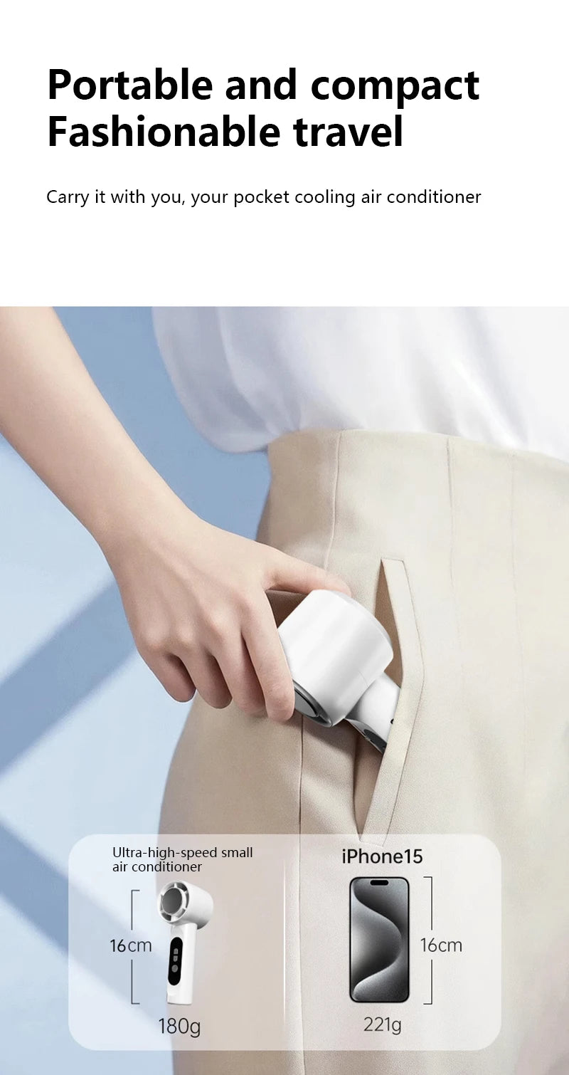 Rechargeable Turbo Mini Handheld Fan with Ice Cooler