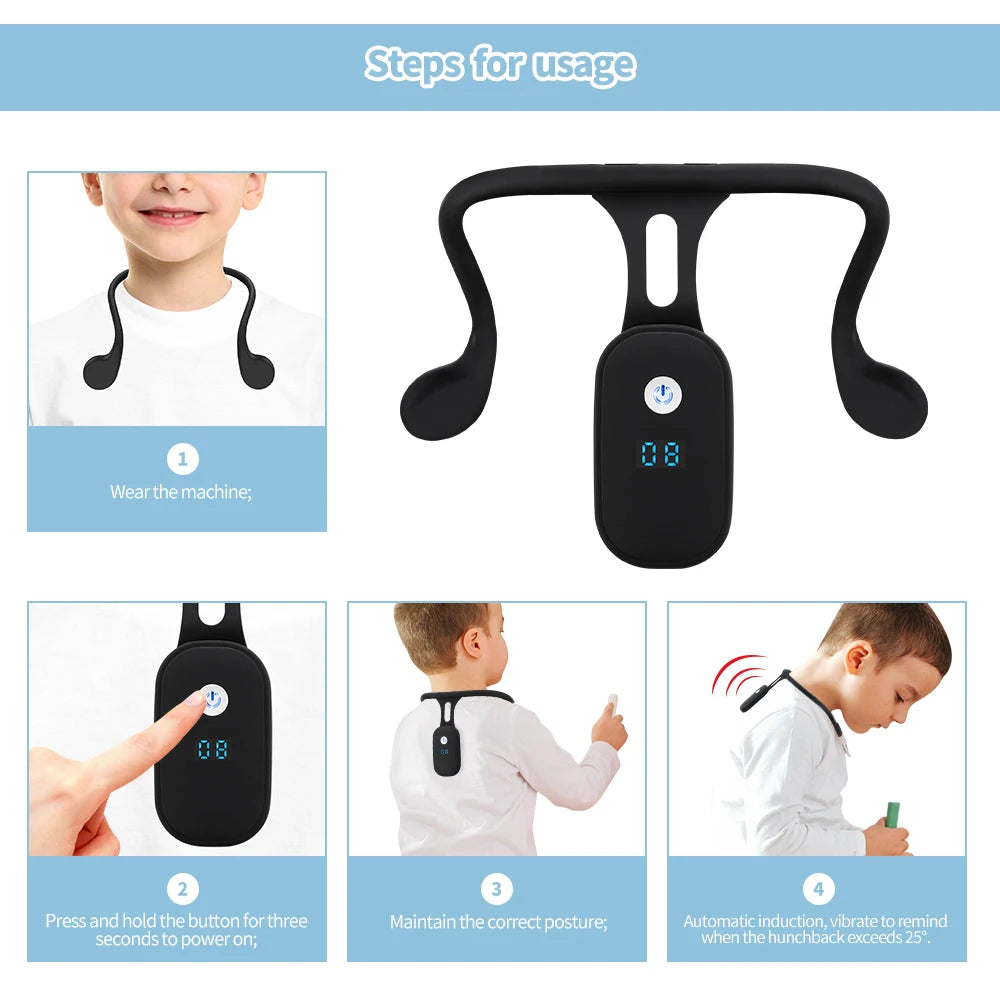 Smart Posture Corrector LCD Display Back Brace Vibration Reminder - 15