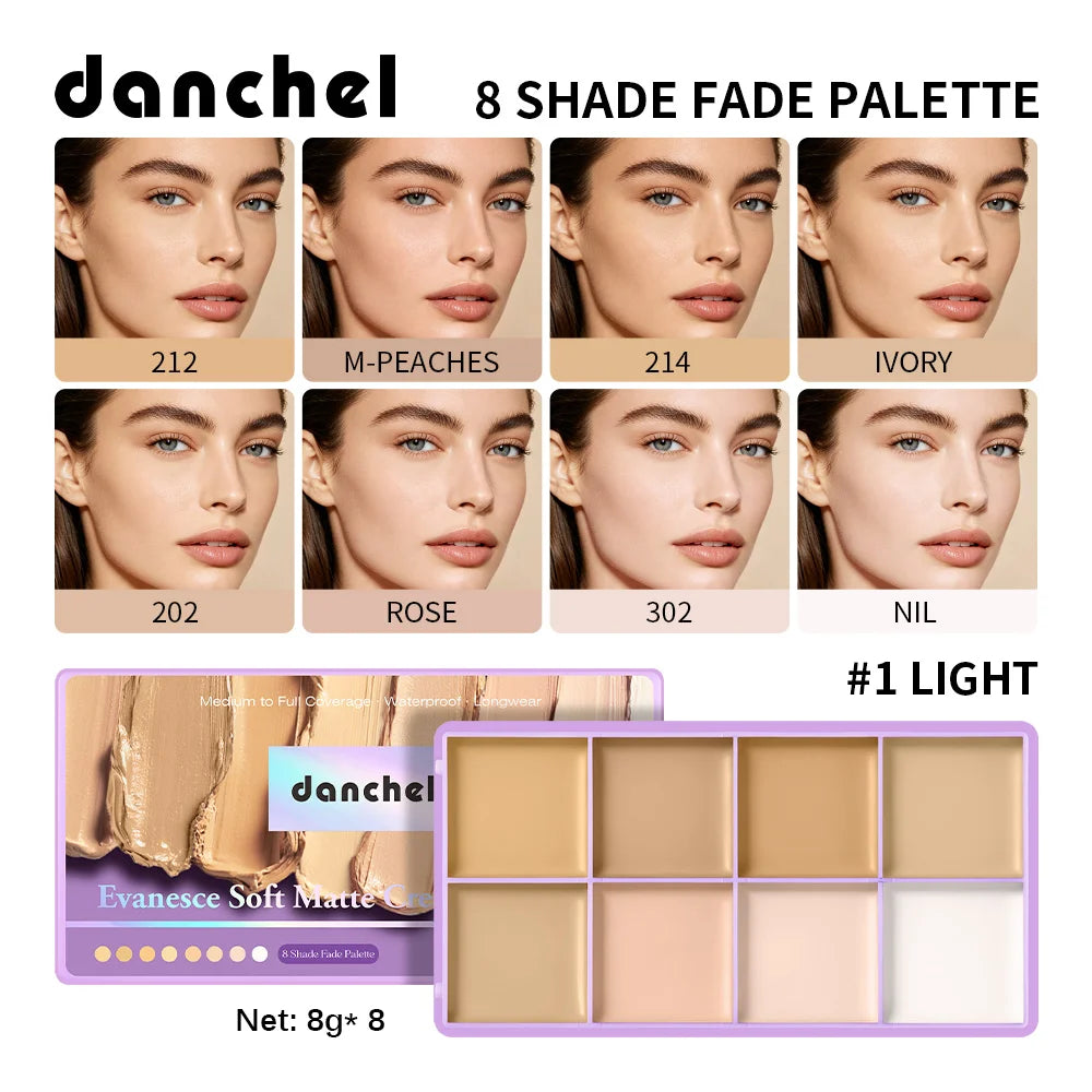 8 Shade Cream Concealer Palette Waterproof Full Coverage Makeup Kit