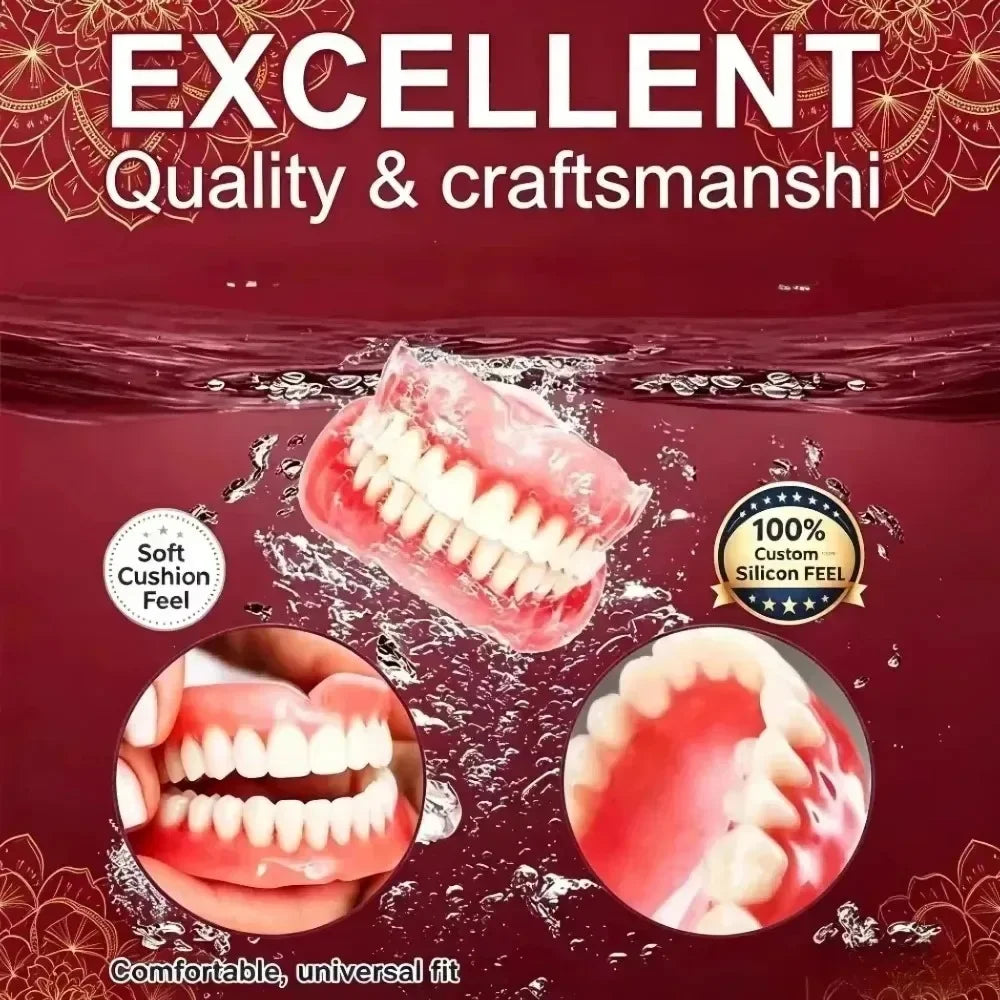 Silicone Dentures Full Mouth False Teeth Set - 6