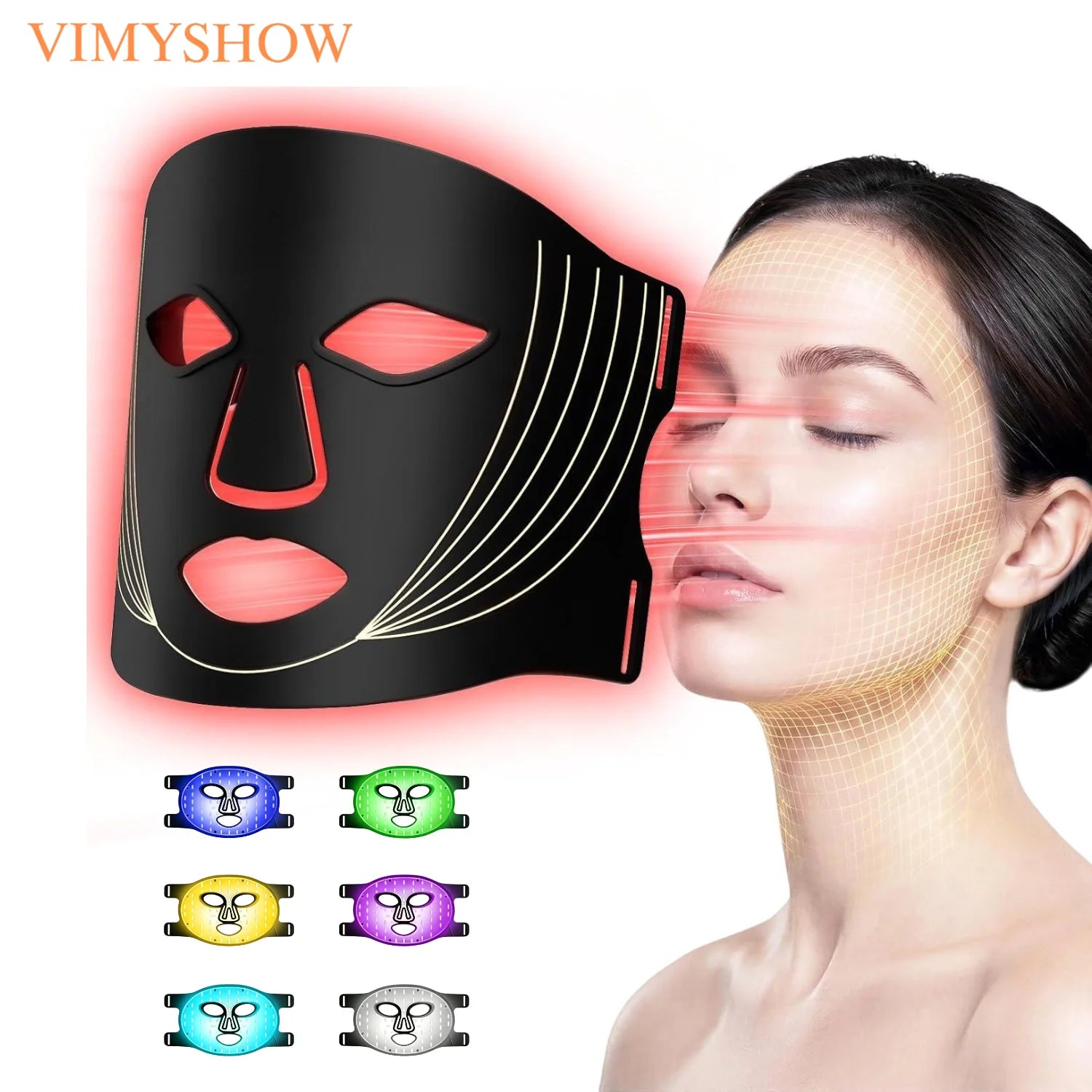 LED Face Mask 7 Colors Silicone Facial Beauty Mask Skin Care Device - 1