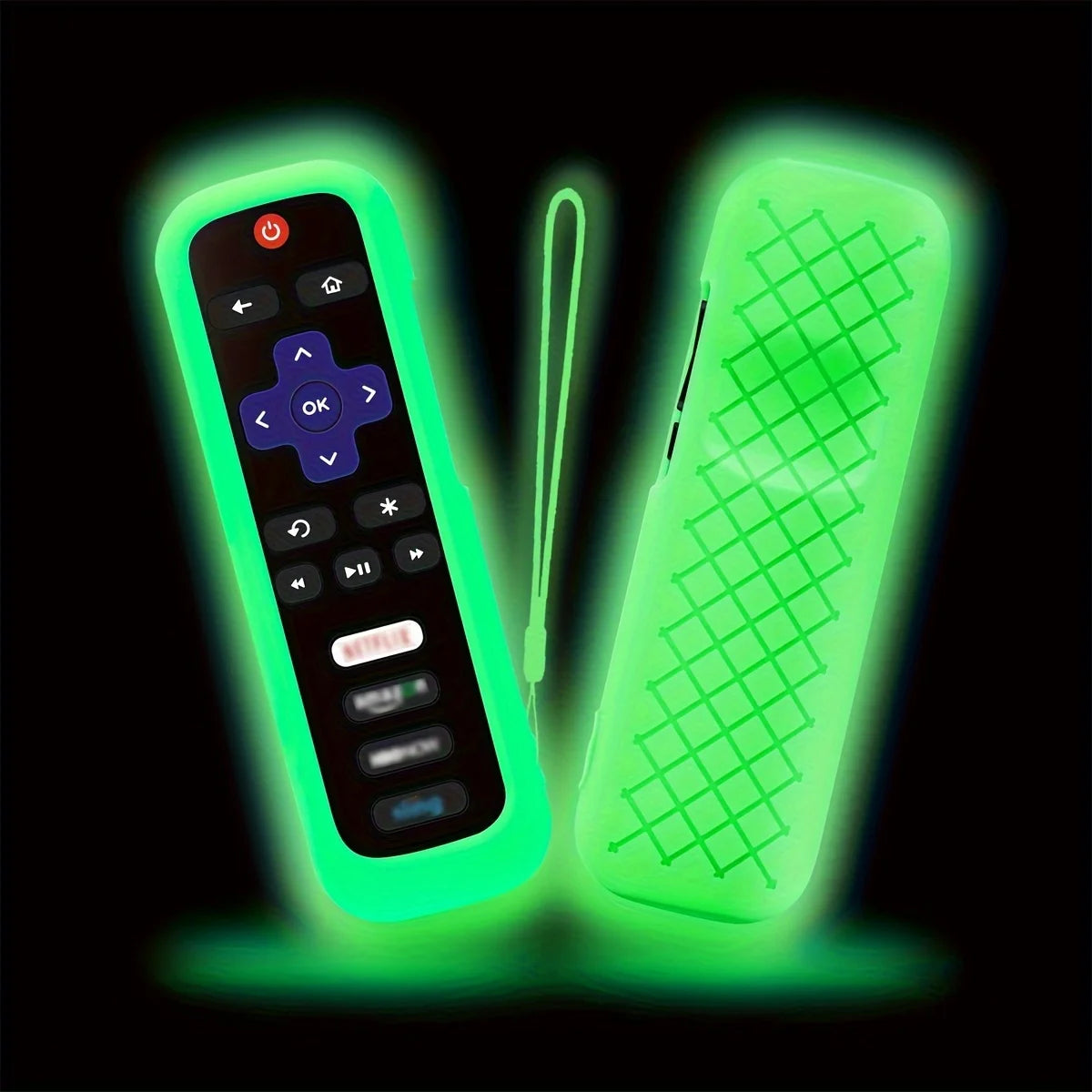 Glow in the Dark Silicone Universal Remote Control Cover with Lanyard - 16