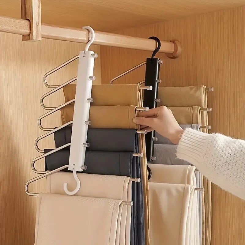 5-Layer Folding Pants Hanger Space Saving Closet Trouser Rack