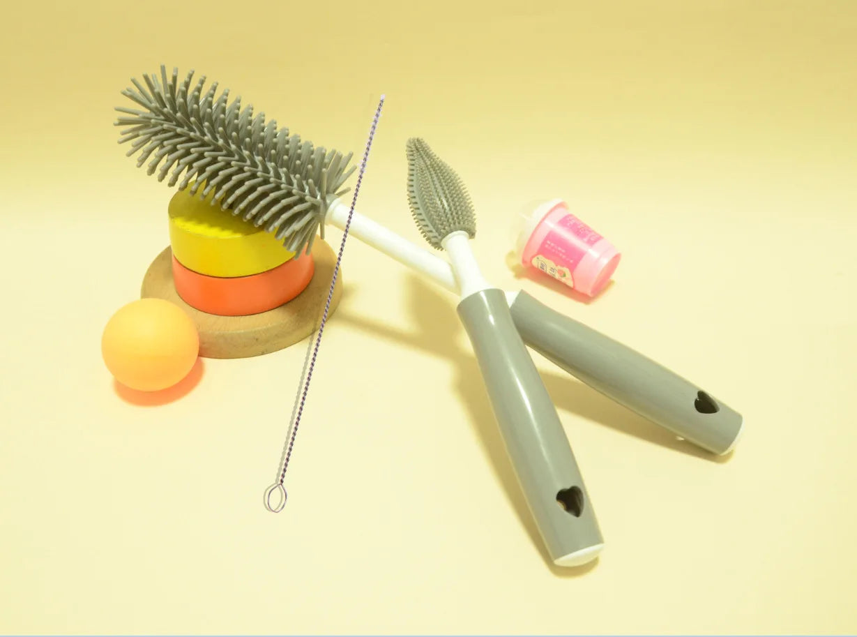 Silicone Baby Bottle Cleaning Brush Set with Straw and Pacifier Cleaner