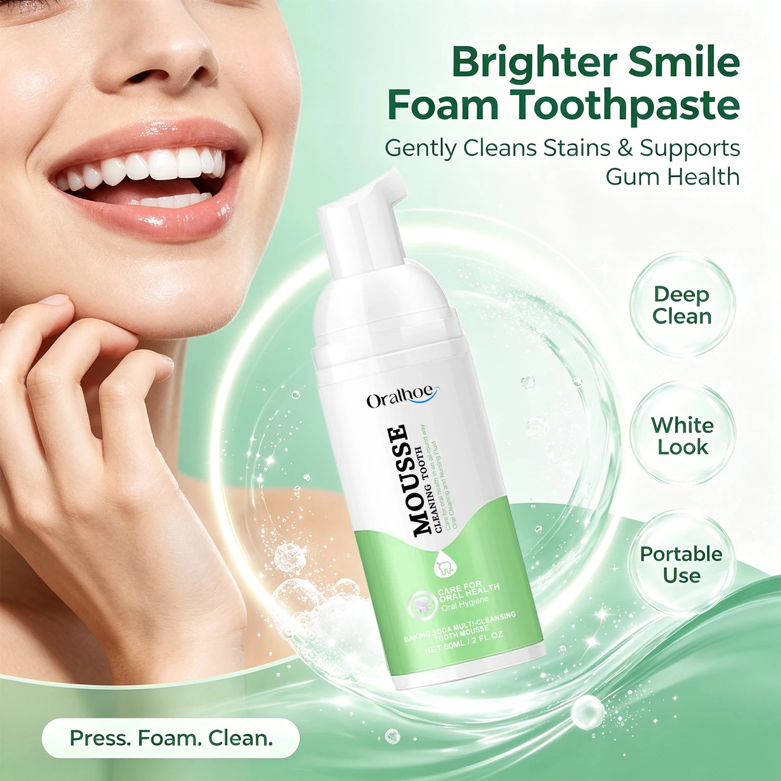 Whitening Foaming Toothpaste Stain Removal Plaque Foam Mousse - 4
