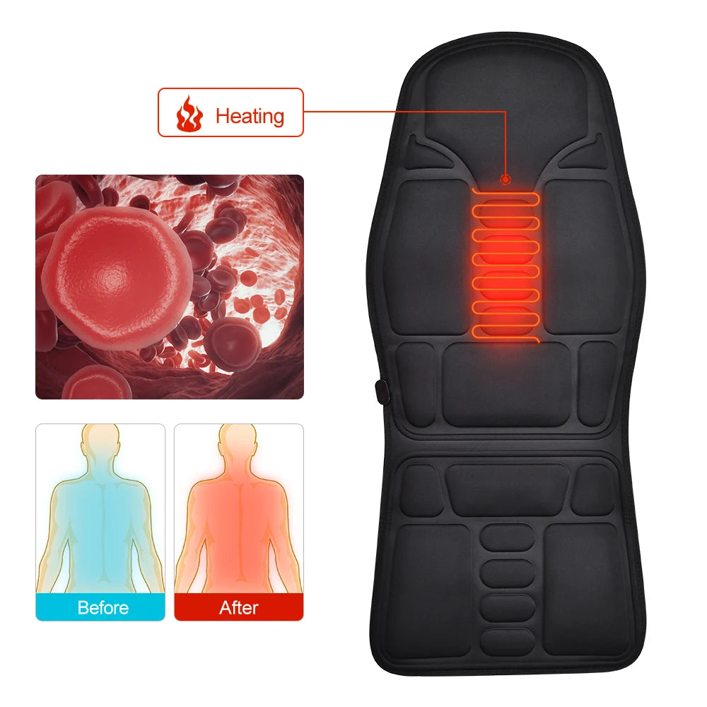 Electric Back Massager Heating Chair Cushion Vibrator Mat